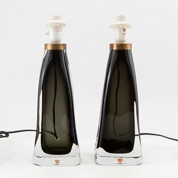 Carl Fagerlund, a pair of table lamps by Orrefors.