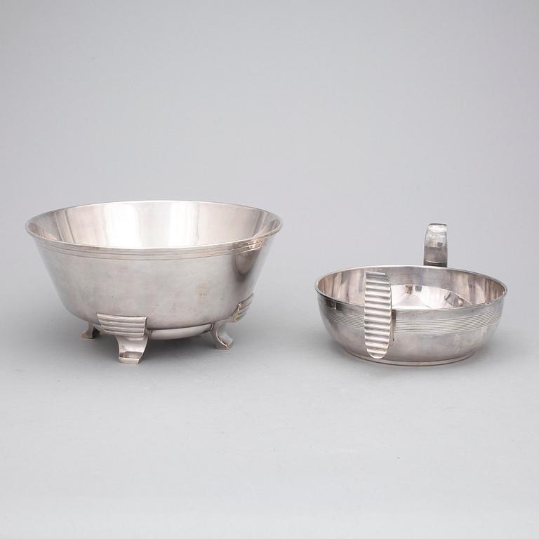 SKÅLAR, 2 st, nysilver, Fabriks AB Kronsilver, 1930-tal.