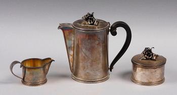 KAFFESERVIS, 3 delar, silver. Atelier Borgila 1943.