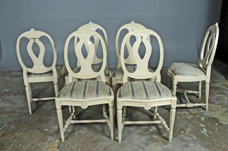 MATSALSMÖBLEMANG, 10 delar, gustaviansk stil, 1900-talets mitt.