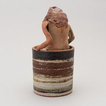 Lisa Larson, a unique stoneware lided jar. Gustavsberg Studio.