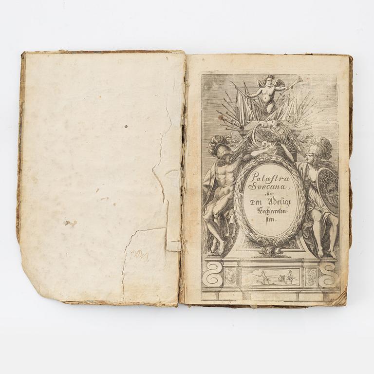 First Swedish book on fencing, with engravings, 1693.