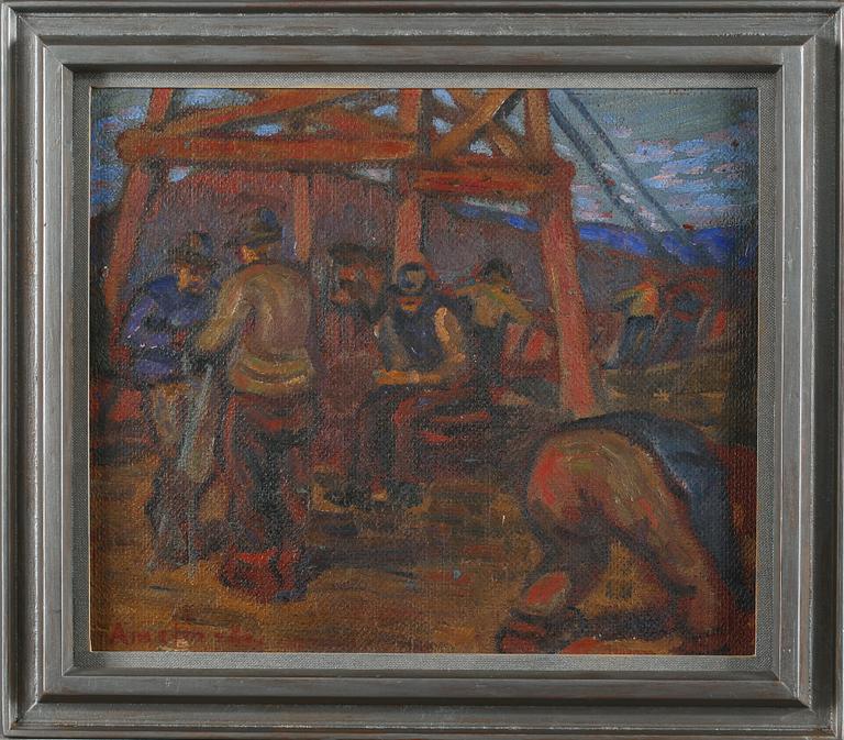 ALBIN AMELIN, olja på pannå, signerad.