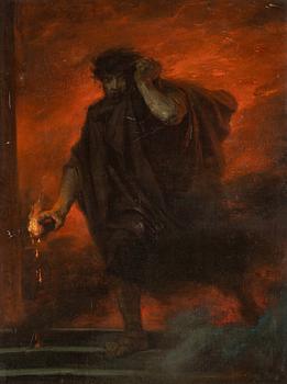 Unknown artist, 19th century, Man with a fire bowl.