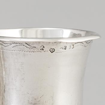 Four 19th century, silver goblets.