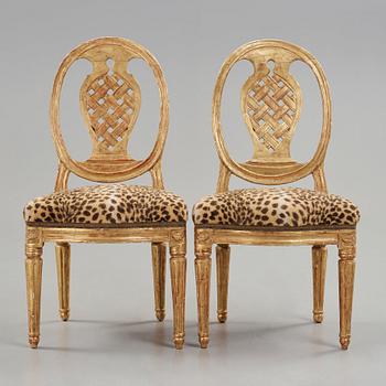 A pair of Gustavian late 18th century chairs by  Melchior Lundberg master in Stockholm 1775-1812).