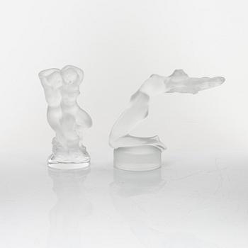 Two glass figurines, Lalique, France.