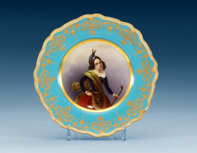 A Russian dessert dish, Imperial Porcelain manufactory, St Petersburg, period of Tsar Nicolas I, dated 1844.