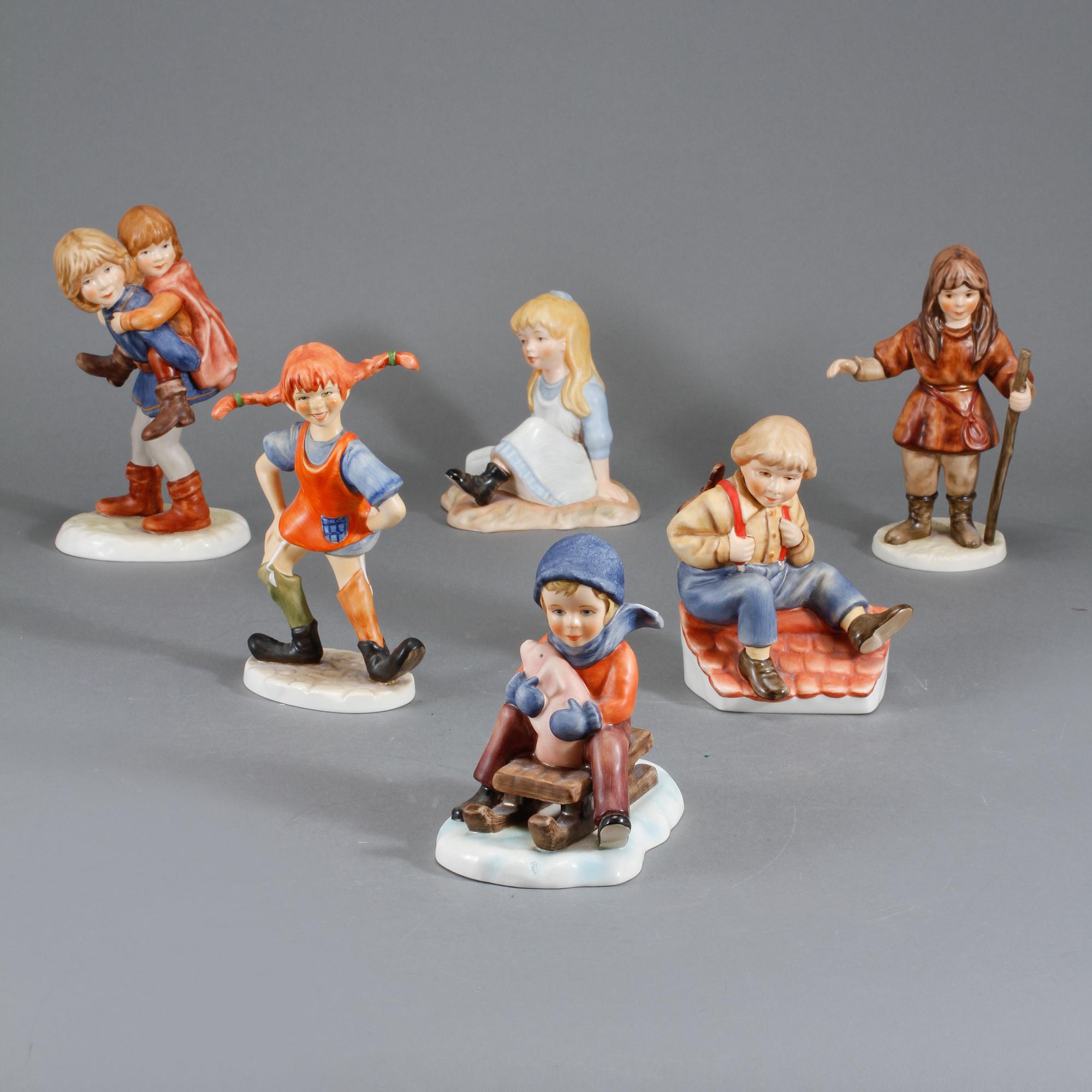 FIGURINER, 6 st, keramik, Goebel, Tyskland 1900-talets slut.