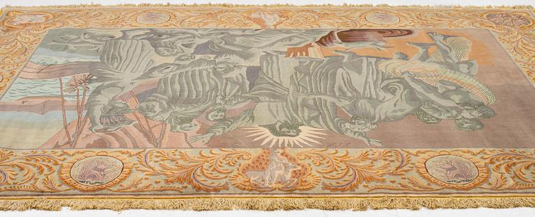 Matta, old figural Täbris, Västra Persien, ca 274 x 190 cm.