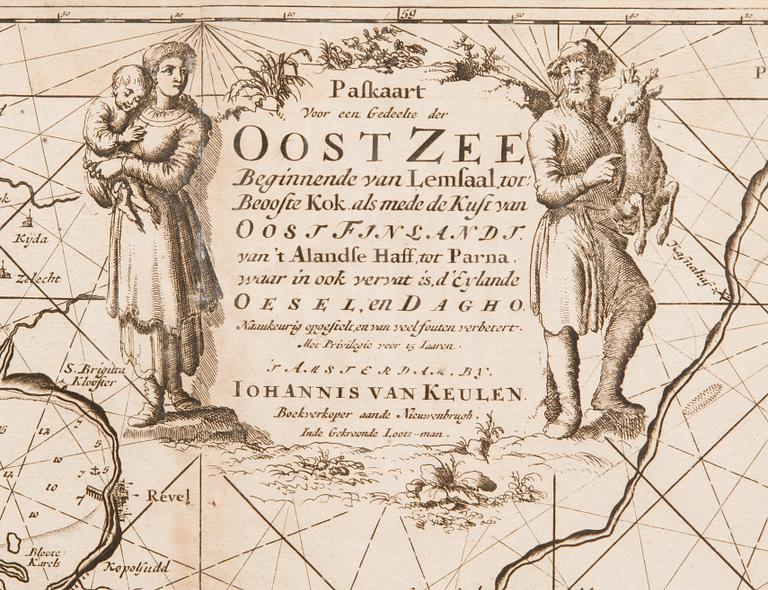 KARTTA, kuparipiirros, Johannes van Keulen, 1680-luku.