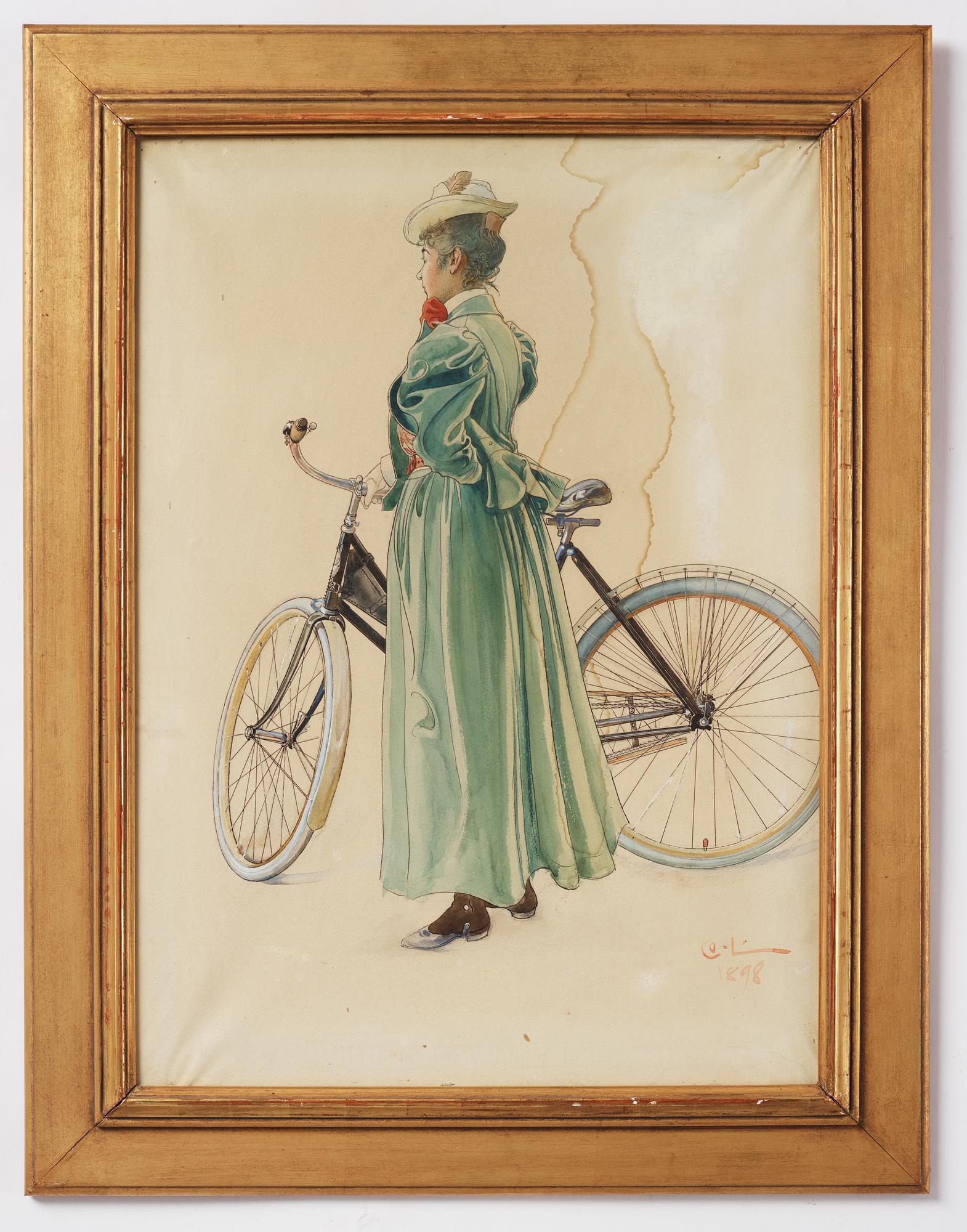 Carl Larsson, Fru Grosshandlare Eriksson/Kvinna vid cykel (study for "Skolungdomens korum" at Ladugårdsgärde).