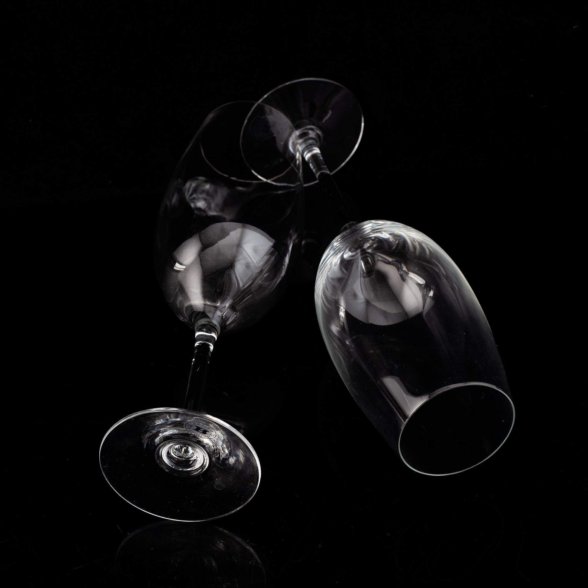 Reijmyre Glasbruk, "Senses", a set of 23 white wine glasses and 24 champagne glasses, design Lina Öhlund.