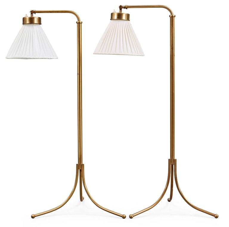 Two Josef Frank brass floor lamps, Svenskt Tenn, model 1842.