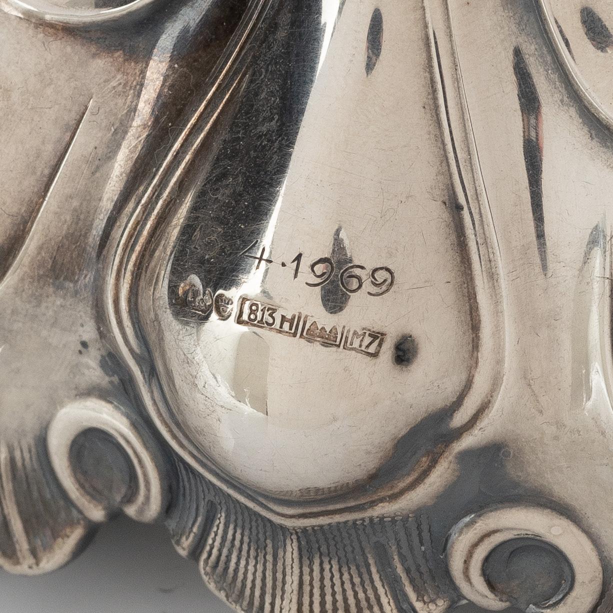 A silver candelabrum, marks of Kultakeskus Oy, Hämeenlinna, Finland 1965.