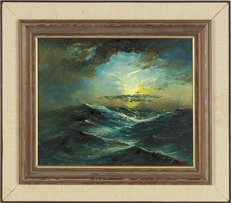 Axel Lind, Stormy Sea in Moonlight.