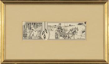 Jenny Nyström, ink drawing, signed.