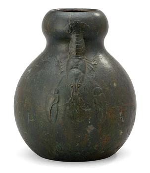 An Hugo Elmqvist Art Nouveau patinated bronze vase, Stockholm circa 1900.