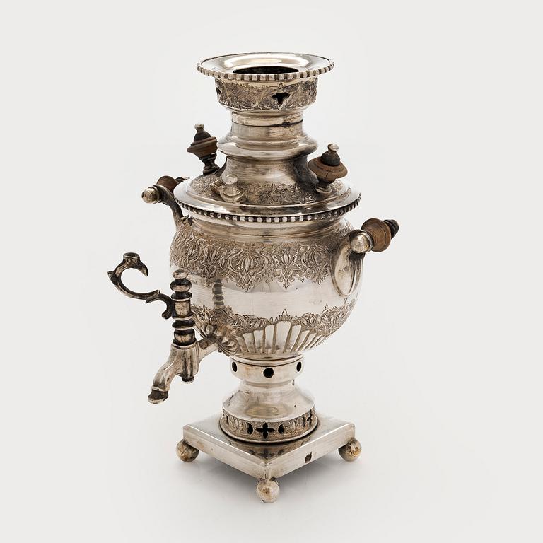 A Persian miniature silver samovar, first half/mid-20th century, Finnish import marks, Helsinki 1953.