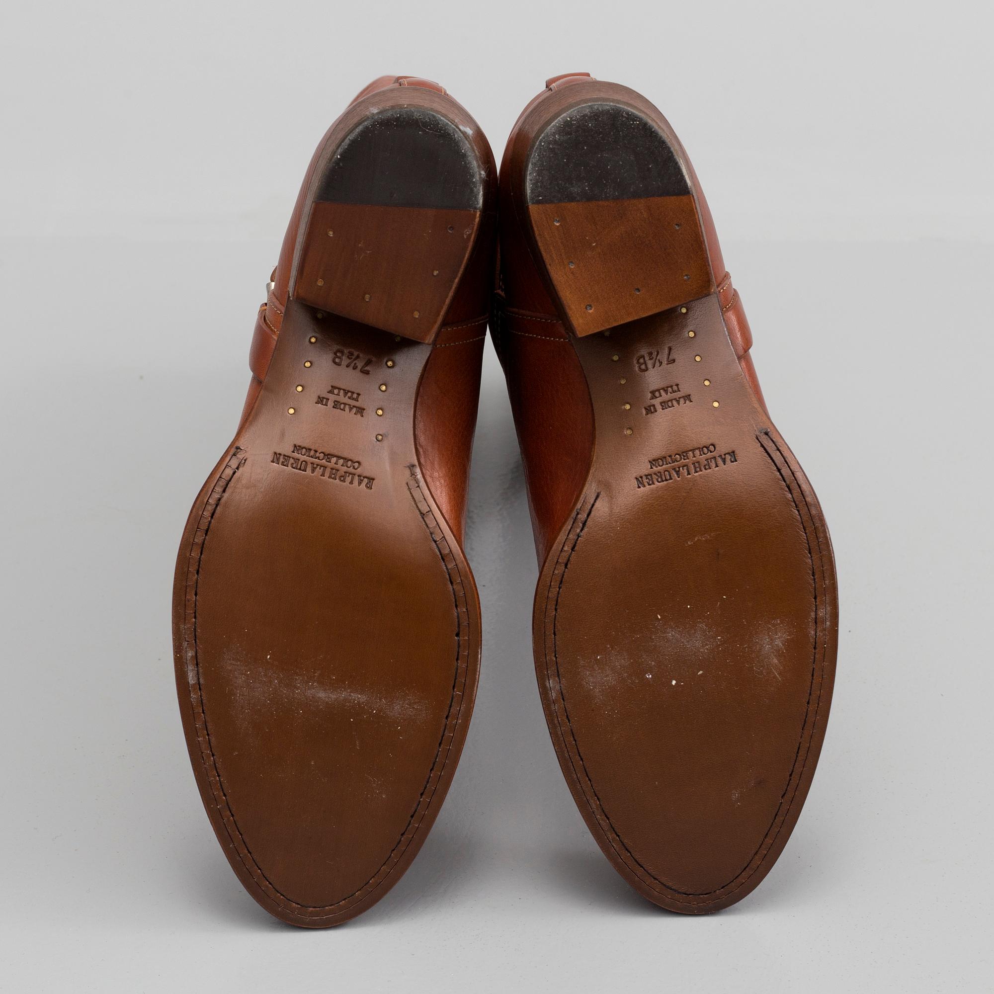 A pair of leatherboots/wellingtons by Ralph Lauren.