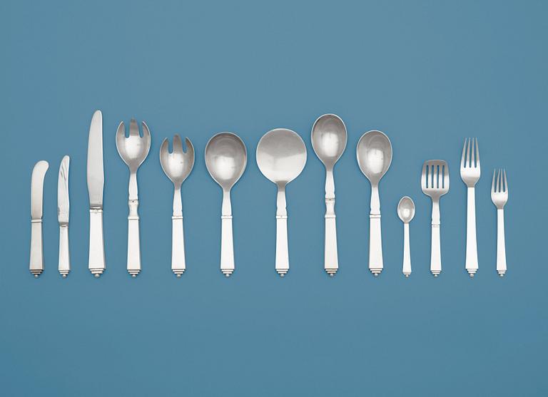 A Harald Nielsen set of 65 pcs of 'Pyramide' flatware, Georg Jensen, Copenhagen 1933-77.