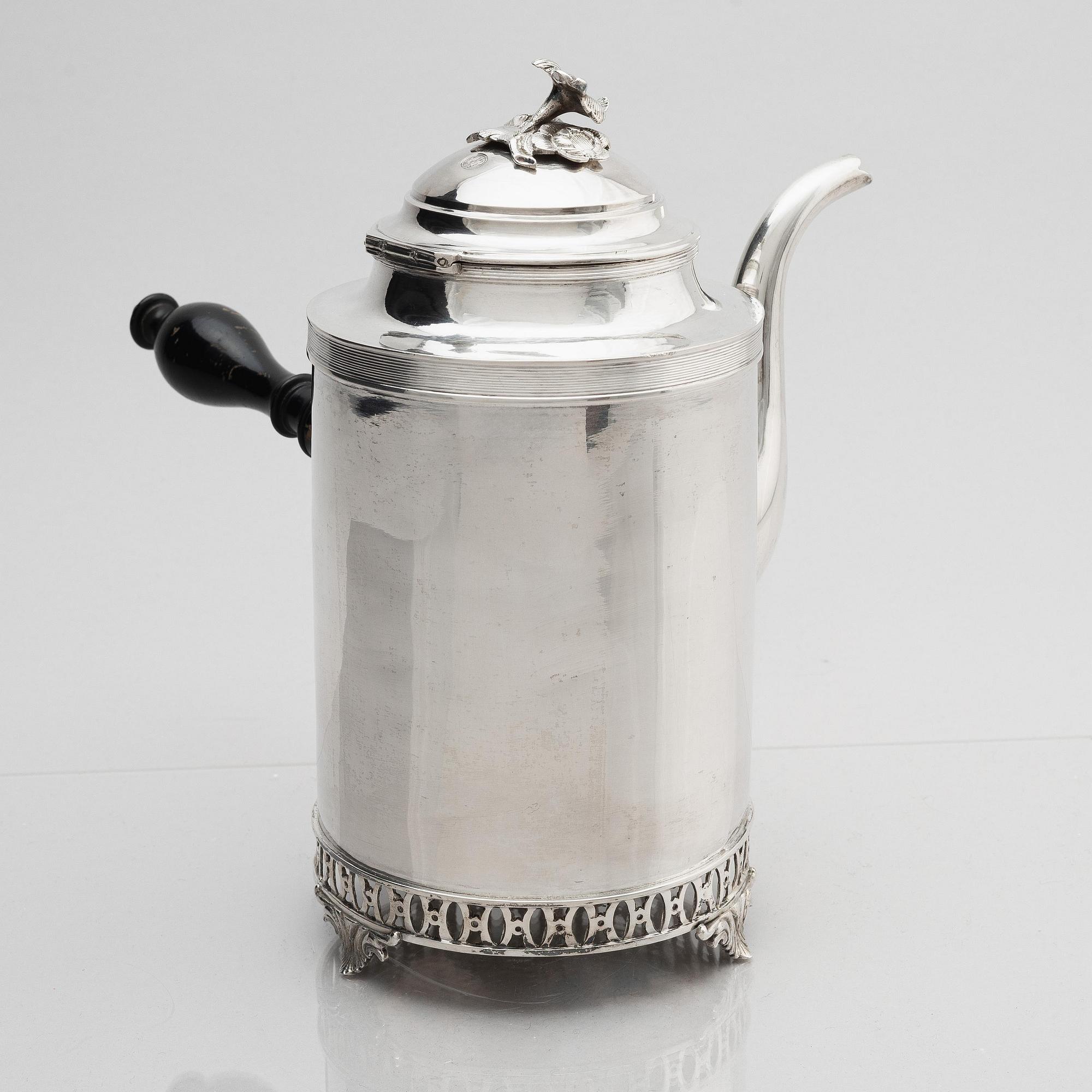 Stephan Westerstråhle, kaffekanna, silver, Stockholm, 1811. Sengustaviansk.