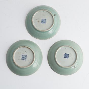 A set of three saucers, around 1900.