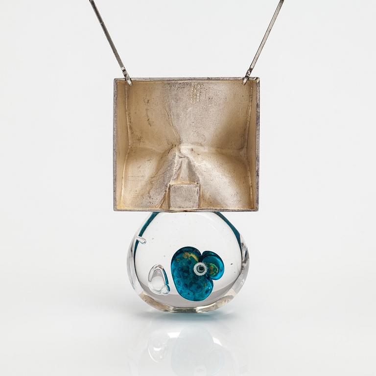 Björn Weckström, "Big drop", a stelring silver and acrylic necklace. Lapponia 1973.