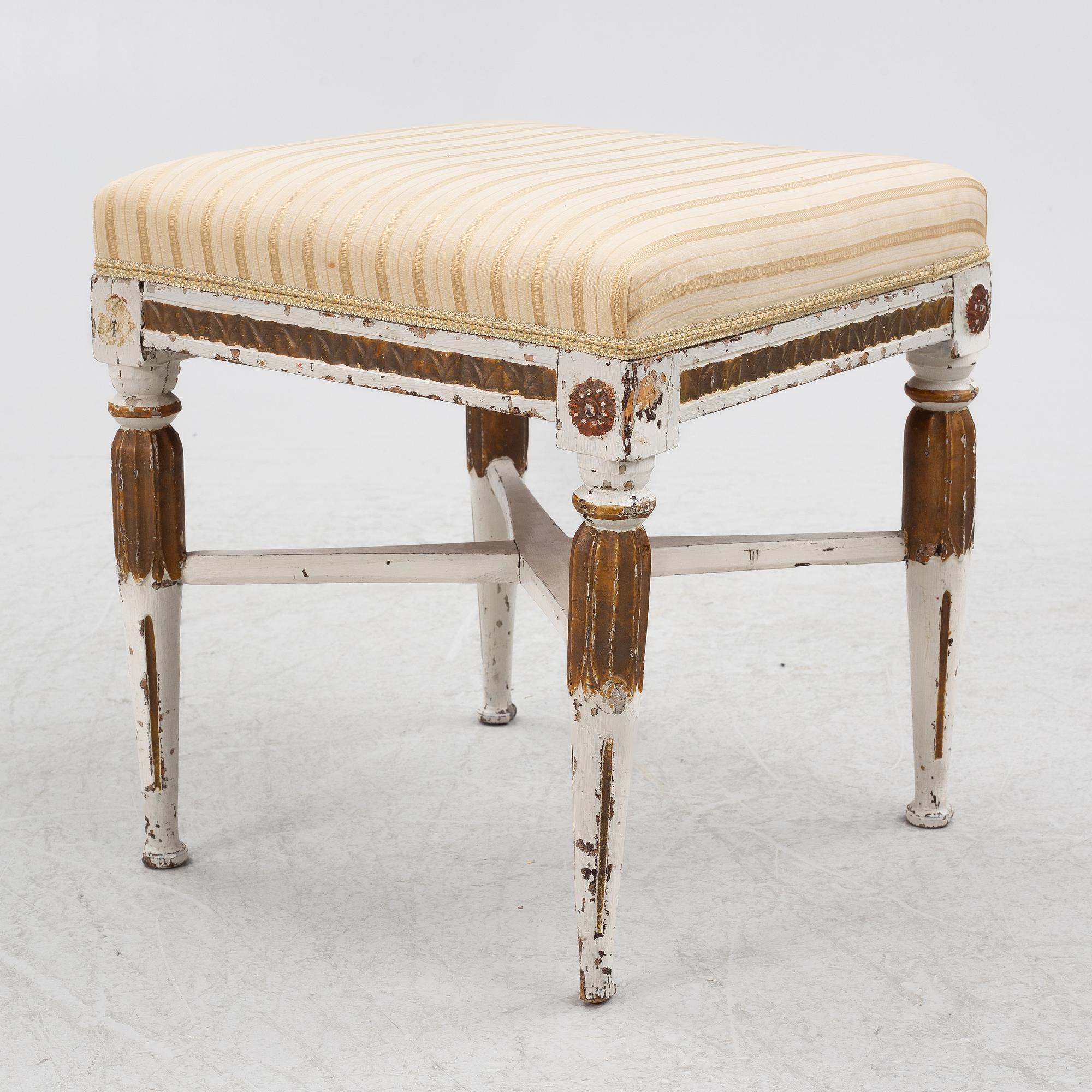 A late Gustavian stool, late 18th century.
