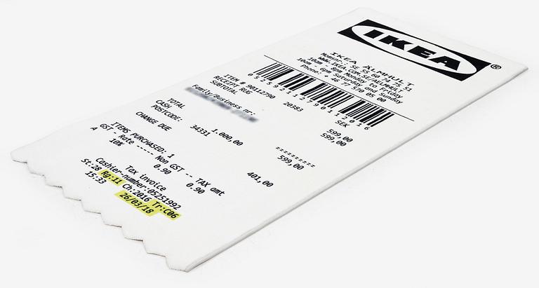 Virgil Abloh, matta "Kvitto", IKEA x Virgil Abloh, "MARKERAD" kollektion, ca 200 x 90 cm.