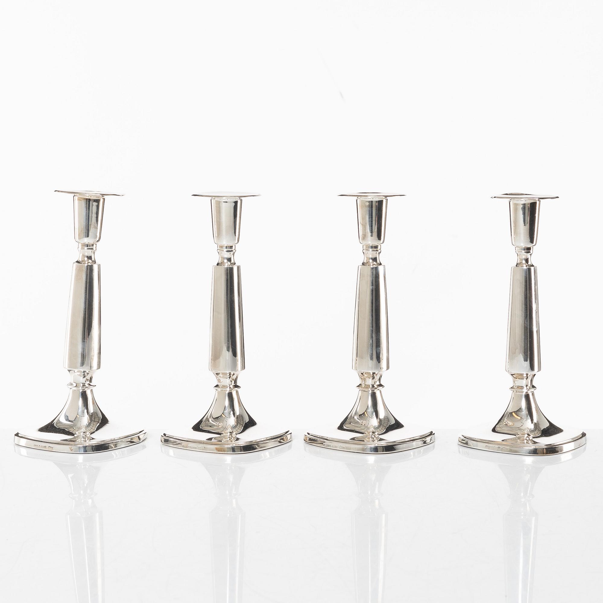 Tore Eldh, candlesticks, 4 pcs, silver K&EC, 1967, Ceson, Gothenburg 1995.