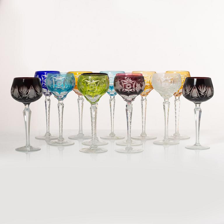 Wine glasses, 20th century (13 pcs).