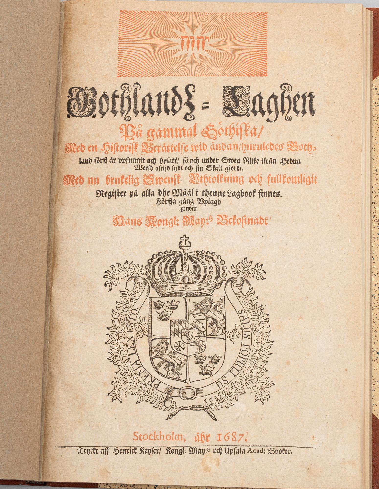 1687-8: Gotlandslagen & Visby stadslag.