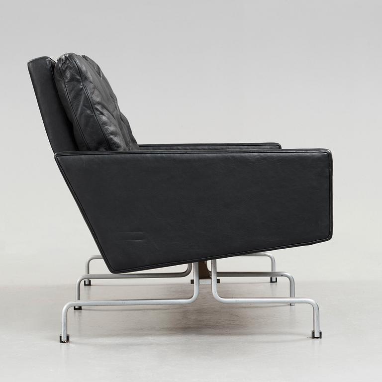 Poul Kjaerholm, a "PK31-2" black leather sofa, edition E Kold Christensen, Denmark 1960's.