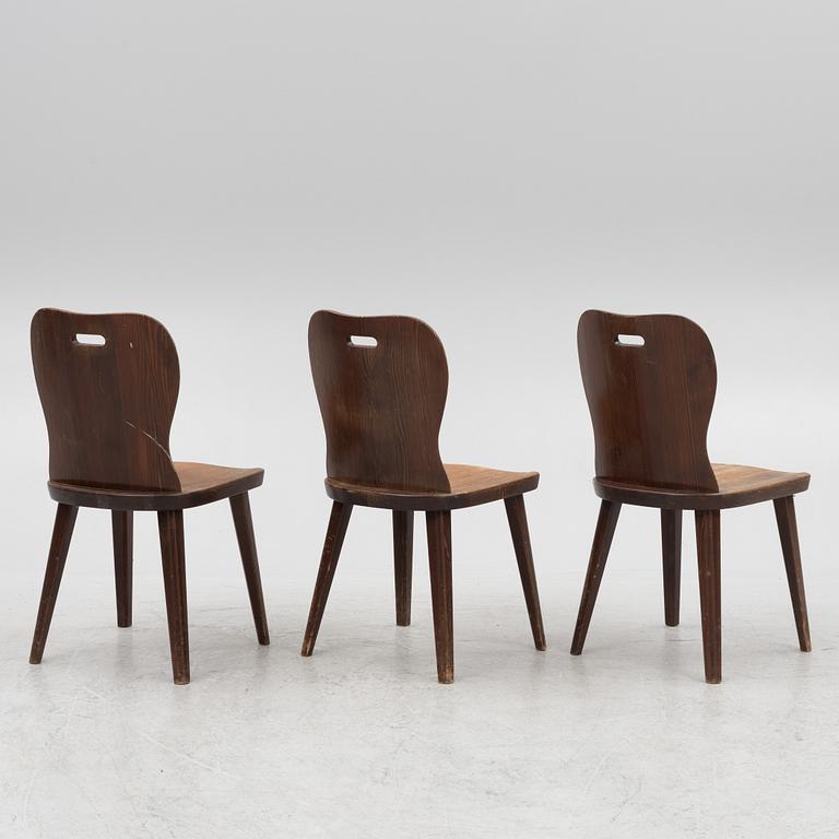 Three pine chairs, Åby Möbelfabrik, mid 20th century.