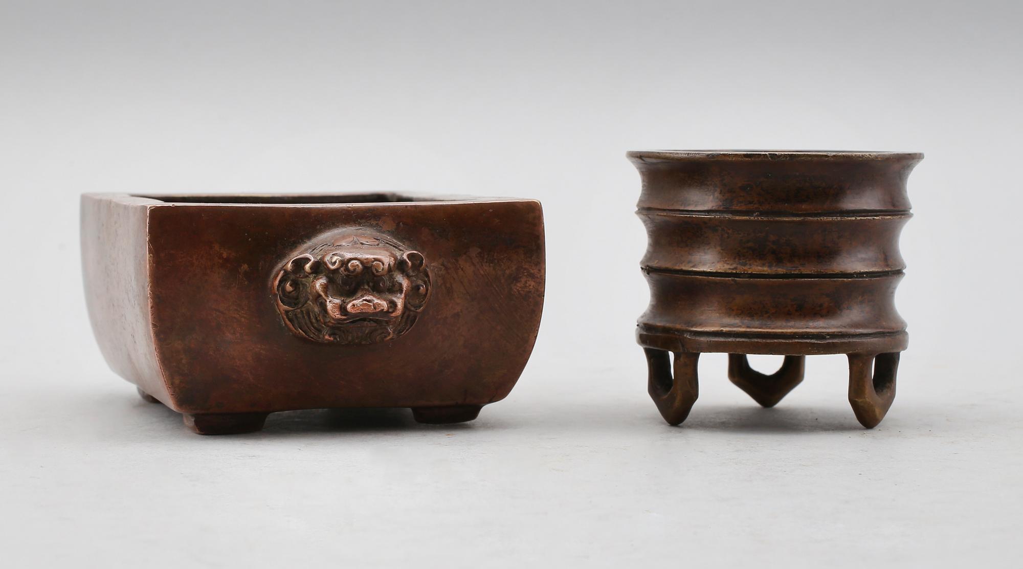 SKÅLAR, 2 st, brons, Kina, 1900-/2000-tal.