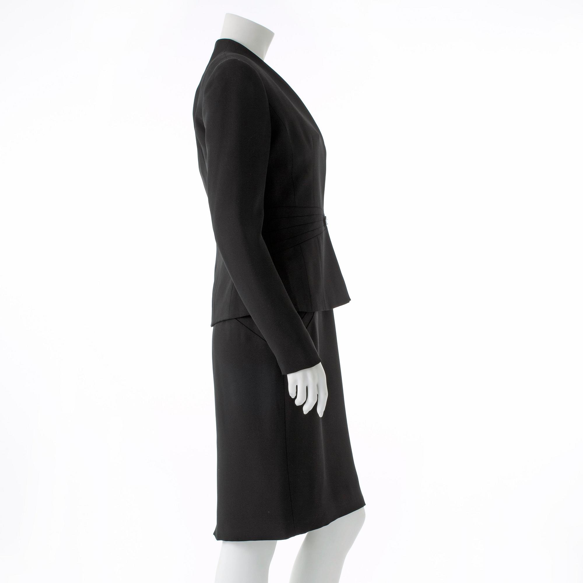 RALPH LAUREN, a two-piece black dress consisting of jacket and dress.