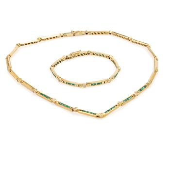 Collier och armband, 18k, Old Orient.