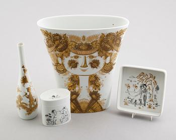 PORSLINSFÖREMÅL, 4 delar, Björn Wiinblad, Rosenthal.