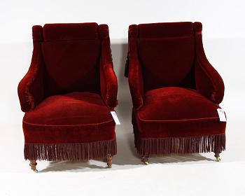 FÅTÖLJER, ett par, sent 1800-tal.