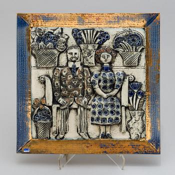 LISA LARSON, a stoneware wall plaque, Gustavsberg.