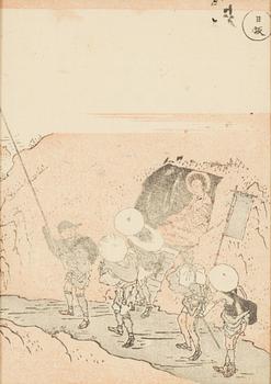 Katsushika Hokusai, efter, träsnitt ur album, sex stycken, Japan.