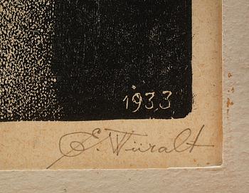 EDUARD WIIRALT, träsnitt, sign o dat 1933.