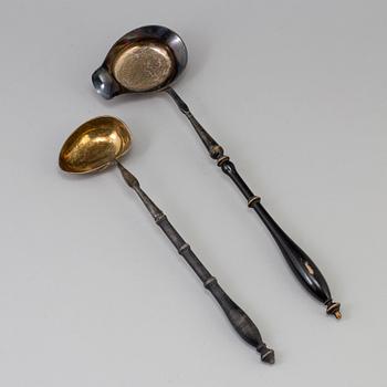 Two soup ladles, 19th century.