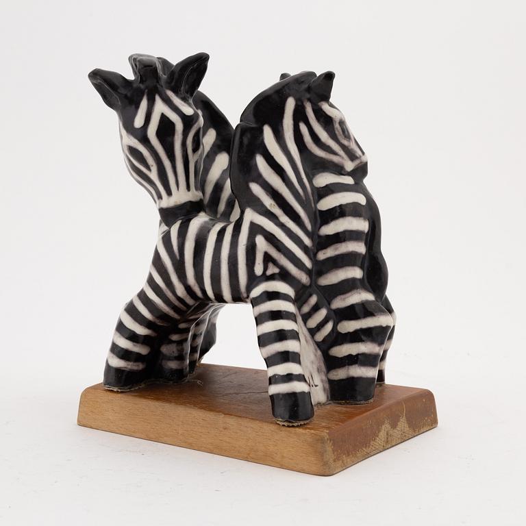 Vicke Lindstrand, a stoneware zebra sculpture, Upsala-Ekeby, Sweden.