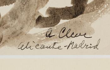 AGNES CLEVE, akvarell, signerad, Alicante-Madrid.