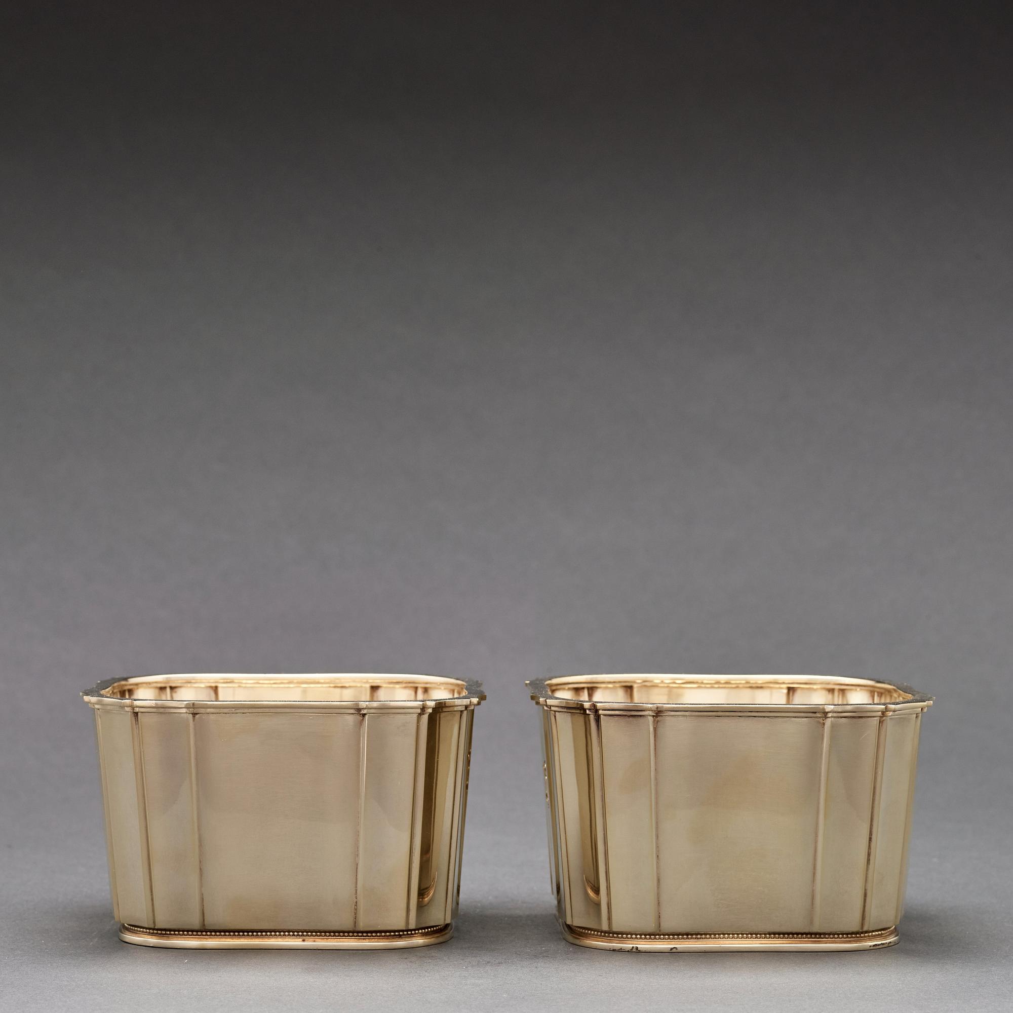 Atelier Borgila, a pair of gilt sterling faceted bowls, Stockholm 1946.