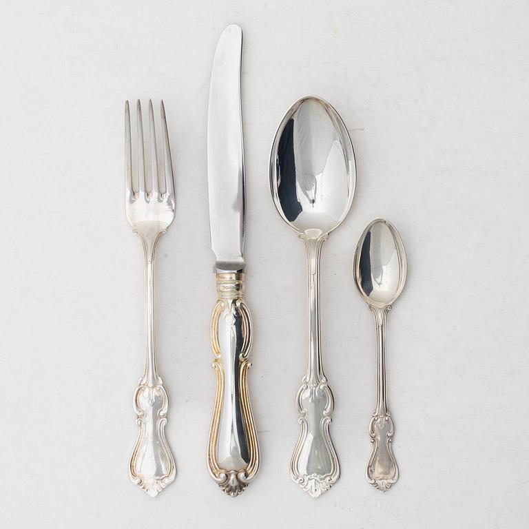 A Swedish silver cutlery set, model "Olga", GAB, Eskilstuna 1974-1981 (24 pieces).