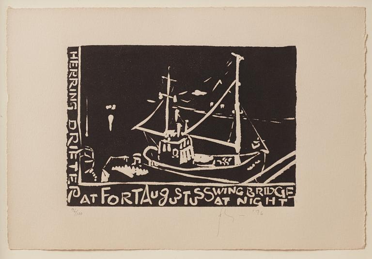 Barry Flanagan, linocut. Signed and numbered 96/100.