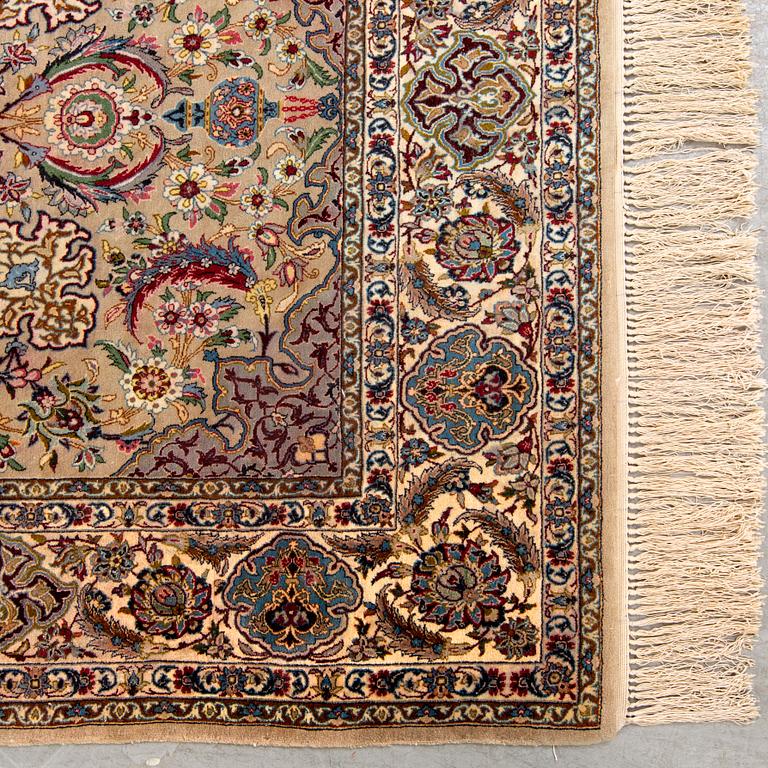 A signed isfahan part silk carpet ca 192 x 118 cm.